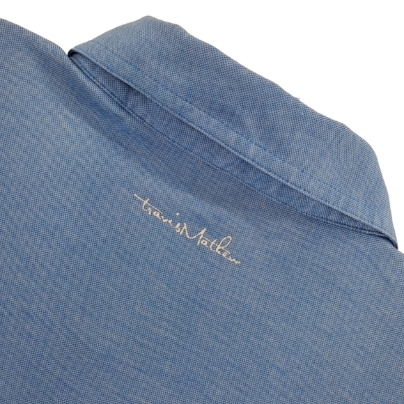 Travis Mathew Shirt Mens L Blue Polo Golf Colonial CC Logo Pima Cotton Blend - Picture 8 of 14